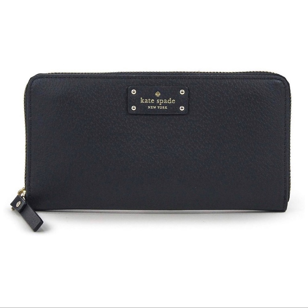 NWT Kate ♠️ Spade Black Leather Grove Street Neda Accordion Wallet